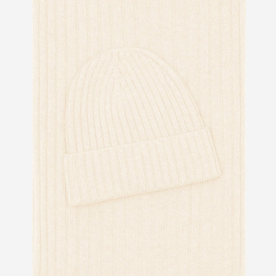 Napoli (cream) - 100% cashmere ribbed scarf (unisex)- Leather Gloves Online - Luxury Italian Scarf - 4