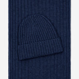 Napoli (navy blue) - 100% cashmere ribbed scarf (unisex)