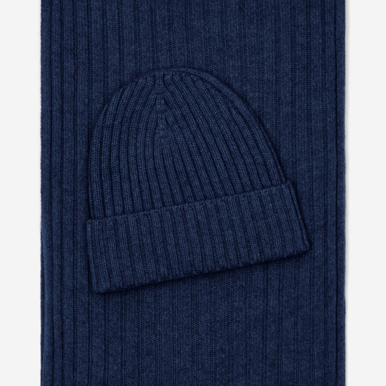Napoli (navy blue) - 100% cashmere ribbed scarf (unisex)- Leather Gloves Online - Luxury Italian Scarf - 4