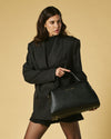 Cecilia (black) - Italian calf leather women’s handbag (with shoulder strap)