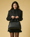 Cecilia (black) - Italian calf leather women’s handbag (with shoulder strap)