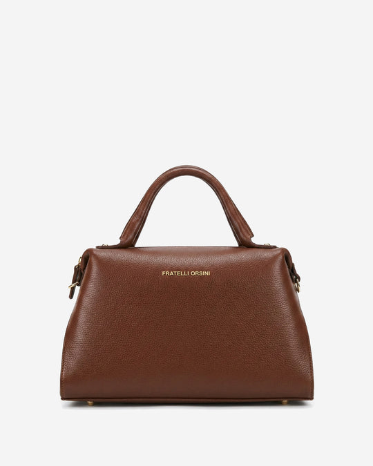 Cecilia (brown) - Italian calf leather women's handbag (with shoulder strap)