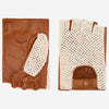 Daniella (cognac) - Hand-sewn Italian crochet driving gloves from lambskin leather- Leather Gloves Online - Luxury Leather Gloves - 1