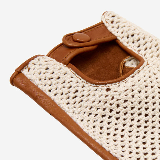 Dario (cognac) - Hand-sewn Italian crochet driving gloves from lambskin leather - Leather Gloves Online - Luxury Leather Gloves - 2