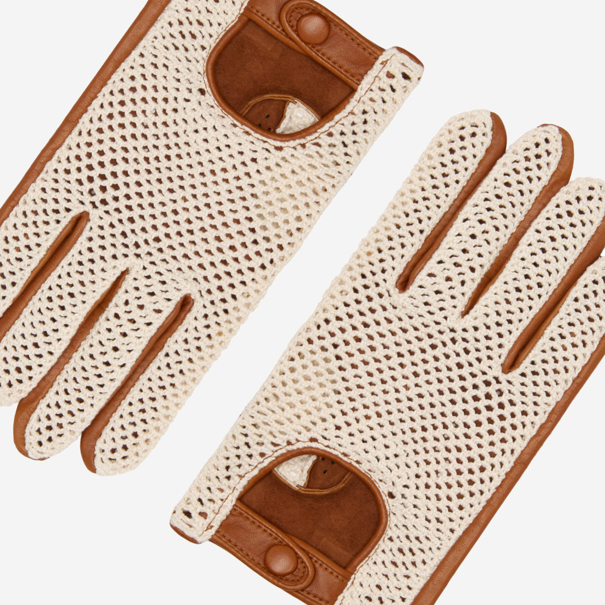 Valeria (cognac) - Hand-sewn Italian crochet driving gloves from lambskin leather - Leather Gloves Online - Luxury Leather Gloves - 3