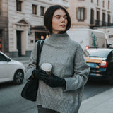 Daisy (black) – Vegan leather gloves with fleece lining & touchscreen feature