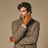 Daniel (cognac) – Goatskin leather gloves with warm wool lining and touchscreen function