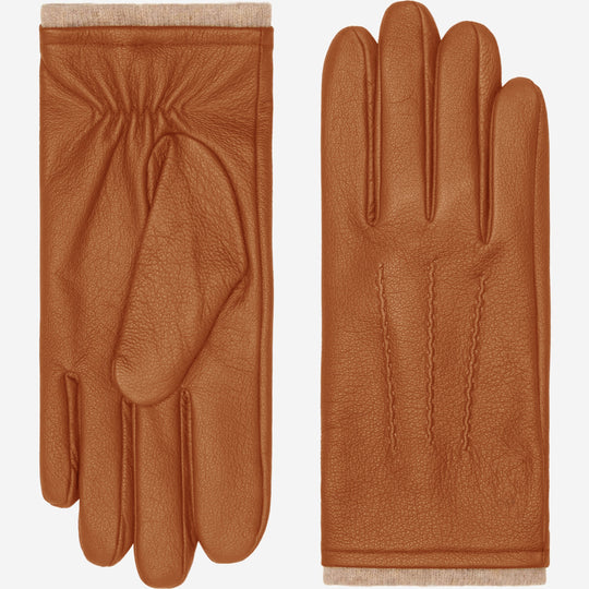 Daniel (cognac) – Goatskin leather gloves with warm wool lining and touchscreen function