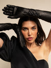 Elena (black) - Italian silk lined 12-button length leather opera gloves - Leather Gloves Online - Luxury Leather Gloves - 2