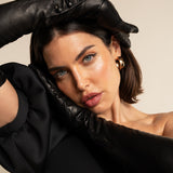 Long Leather Opera Gloves Black Silk Lining 16 button Elena - Leather Gloves Online® - Luxury Leather Gloves - Made in Italy - 3