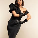 Long Leather Opera Gloves Black Silk Lining 6 button Elena - Leather Gloves Online® - Luxury Leather Gloves - Made in Italy - 5