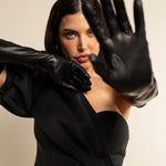 Long Leather Opera Gloves Black Silk Lining 16 button Elena - Leather Gloves Online® - Luxury Leather Gloves - Made in Italy - 5