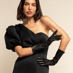 Long Leather Opera Gloves Black Silk Lining 6 button Elena - Leather Gloves Online® - Luxury Leather Gloves - Made in Italy - 7