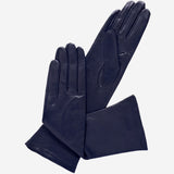 Elena (navy) - Italian silk lined 6-button length leather opera gloves