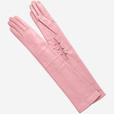 Elena (pink) - Italian silk lined 16-button length leather opera gloves