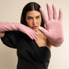 Elena (pink) - Italian silk lined 16-button length leather opera gloves