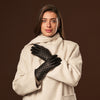 Emilia (black) - classic Italian lambskin leather gloves with cashmere lining and checkered pattern - Leather Gloves Online - Luxury Leather Gloves - 6