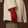 Emilia (red) - classic Italian lambskin leather gloves with cashmere lining and checkered pattern - Leather Gloves Online - Luxury Leather Gloves - 7