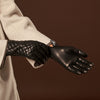 Emilia (black) - classic Italian lambskin leather gloves with cashmere lining and checkered pattern - Leather Gloves Online - Luxury Leather Gloves - 8
