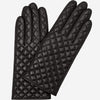 Emilia (black) - classic Italian lambskin leather gloves with cashmere lining and checkered pattern - Leather Gloves Online - Luxury Leather Gloves - 1