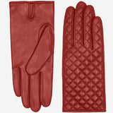 Emilia (red) - classic Italian lambskin leather gloves with cashmere lining and checkered pattern