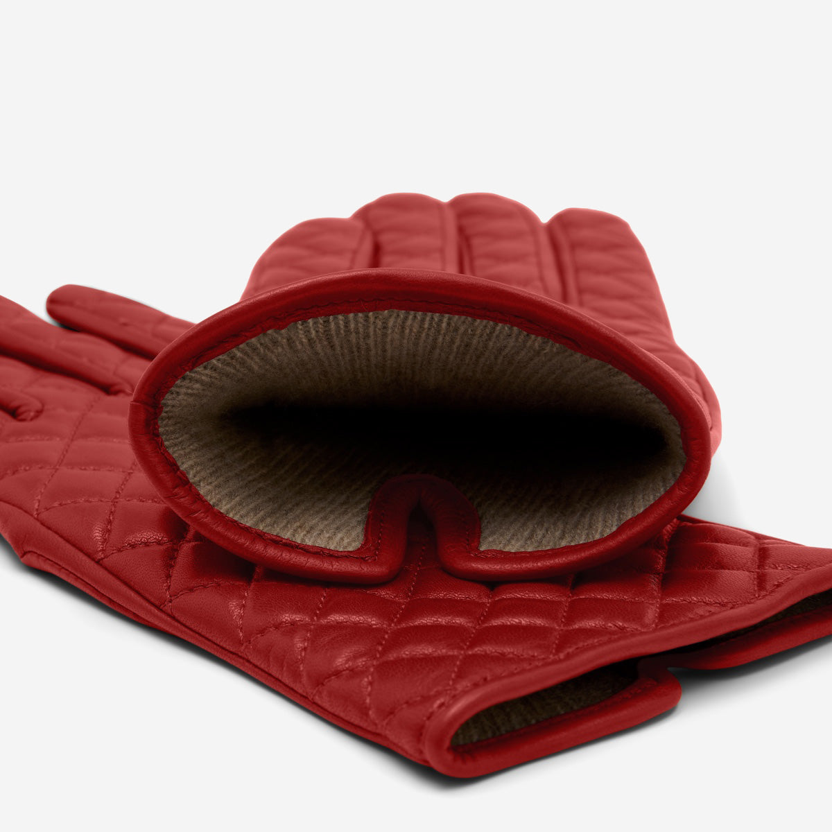Emilia (red) - classic Italian lambskin leather gloves with cashmere lining and checkered pattern - Leather Gloves Online - Luxury Leather Gloves - 3