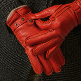 Emilio (orange) – Luxurious deerskin gloves with cashmere lining and adjustable snap button