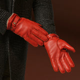 Emilio (orange) – Luxurious deerskin gloves with cashmere lining and adjustable snap button