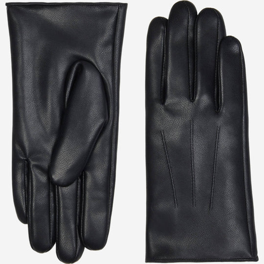 Ethan (black) – Vegan leather gloves with warm fleece lining & touchscreen feature
