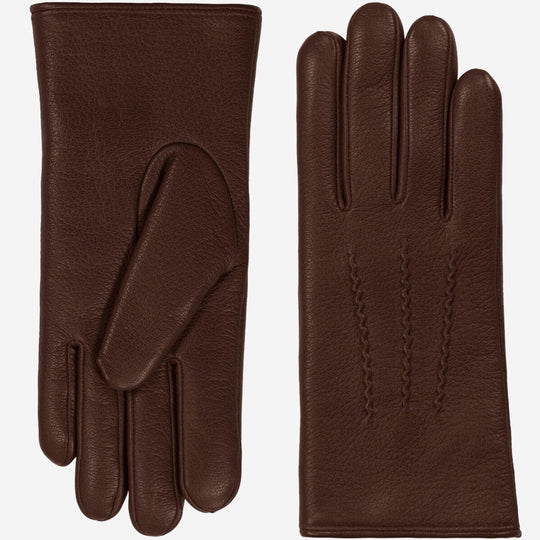 Evelyn (brown) - Goatskin leather gloves with soft lambswool lining and touchscreen feature
