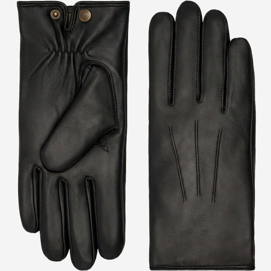 Julietta (black) - Lambskin leather gloves with plush rabbit fur lining and touchscreen feature