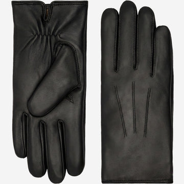 Ezra (black) - Lambskin leather gloves with warm rabbit fur lining and touchscreen feature