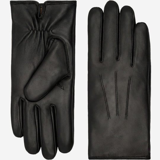 Ezra (black) - Lambskin leather gloves with warm rabbit fur lining and touchscreen feature