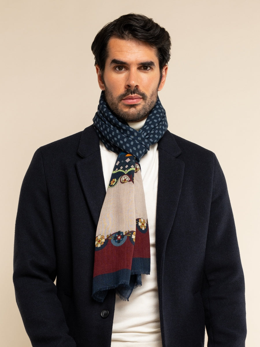 Blue Scarf men Edoardo - Leather Gloves Online® - Luxury Leather Gloves - Made in Italy - 2