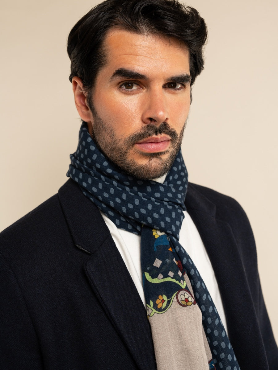 Blue Scarf men Edoardo - Leather Gloves Online® - Luxury Leather Gloves - Made in Italy - 8
