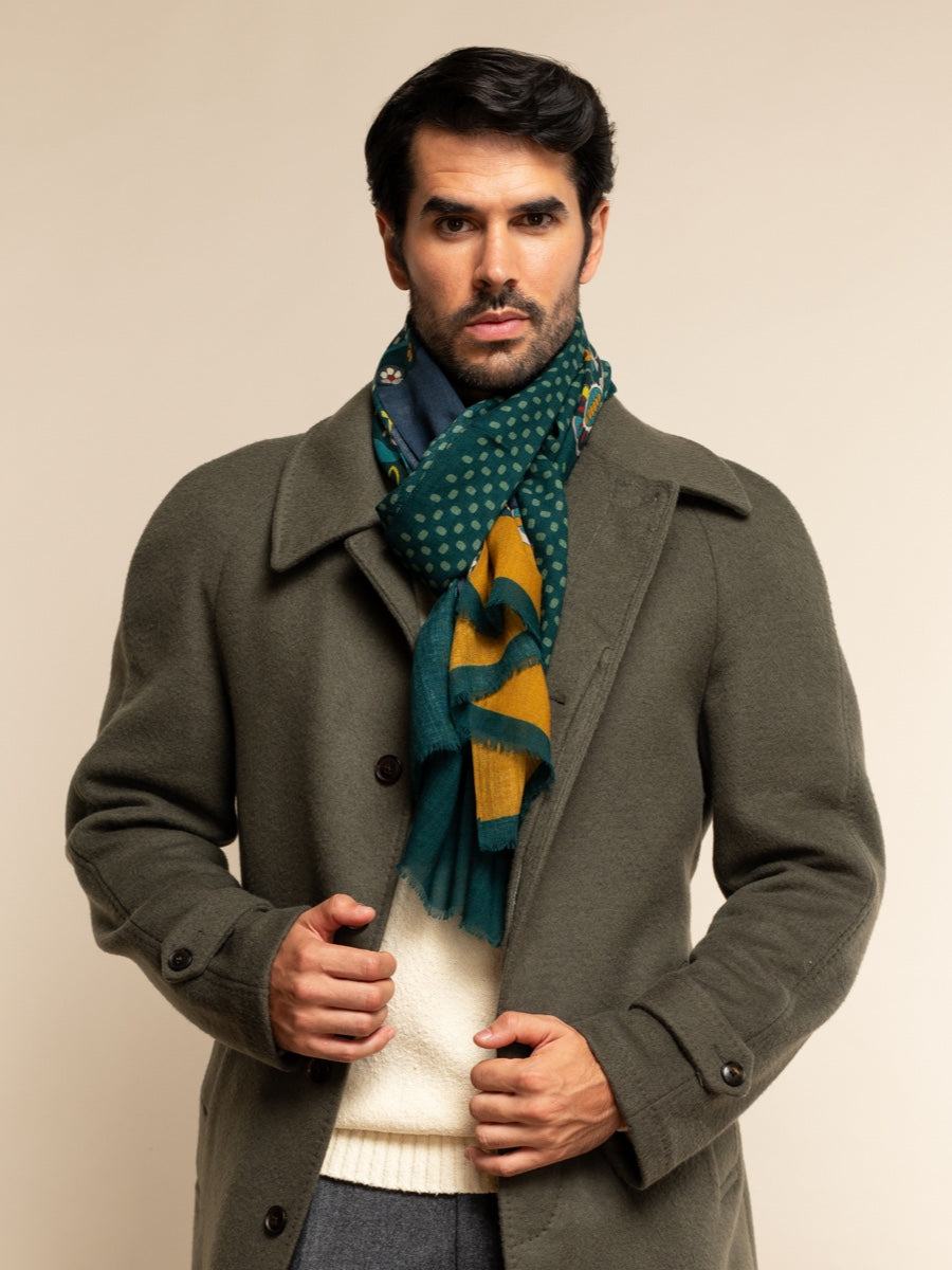 Dark Green Scarf men Edoardo - Leather Gloves Online® - Luxury Leather Gloves - Made in Italy - 2