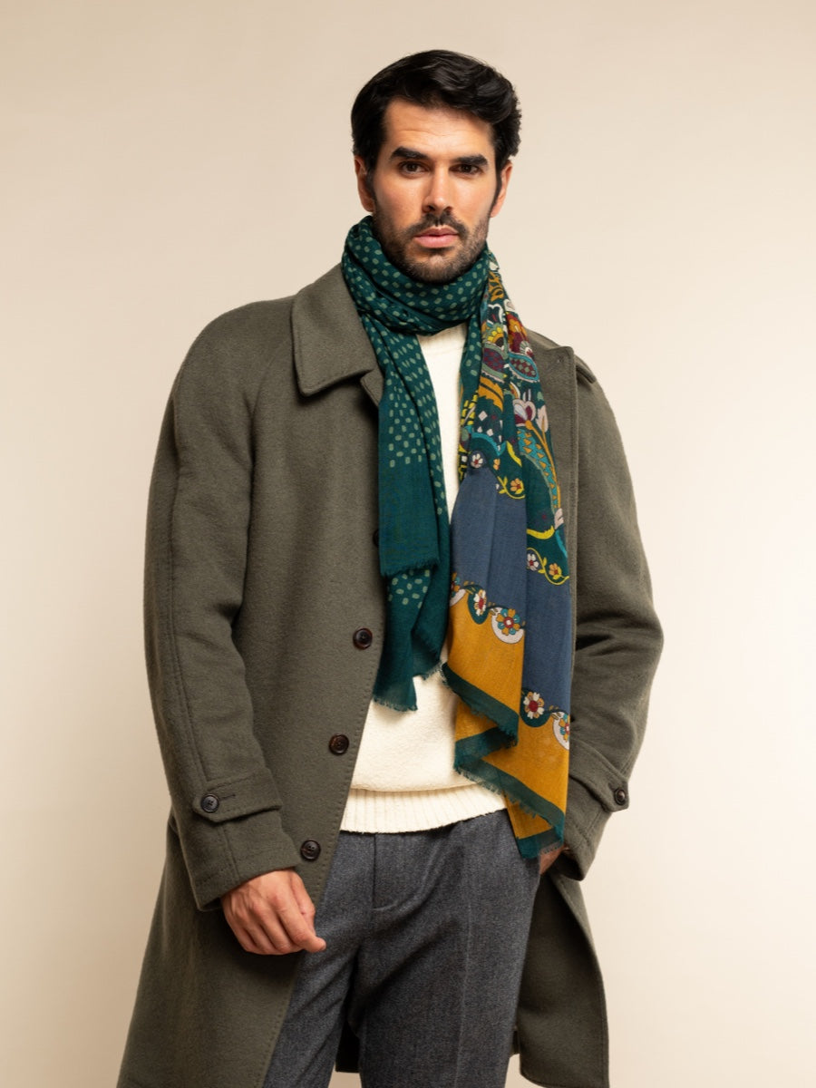 Dark Green Scarf men Edoardo - Leather Gloves Online® - Luxury Leather Gloves - Made in Italy - 7