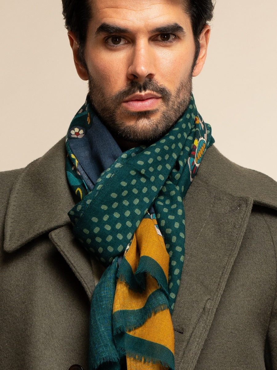 Dark Green Scarf men Edoardo - Leather Gloves Online® - Luxury Leather Gloves - Made in Italy - 8