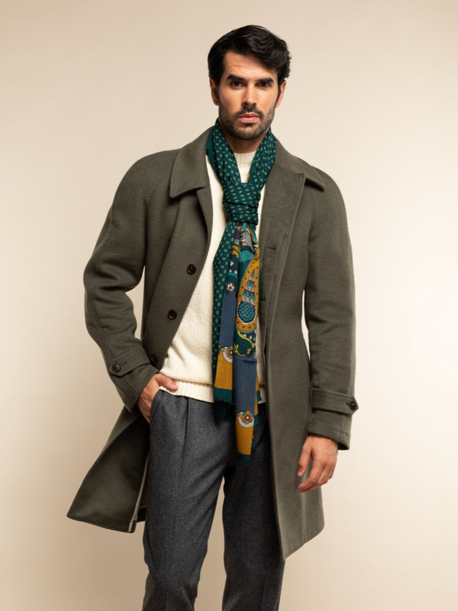 Dark Green Scarf men Edoardo - Leather Gloves Online® - Luxury Leather Gloves - Made in Italy - 9