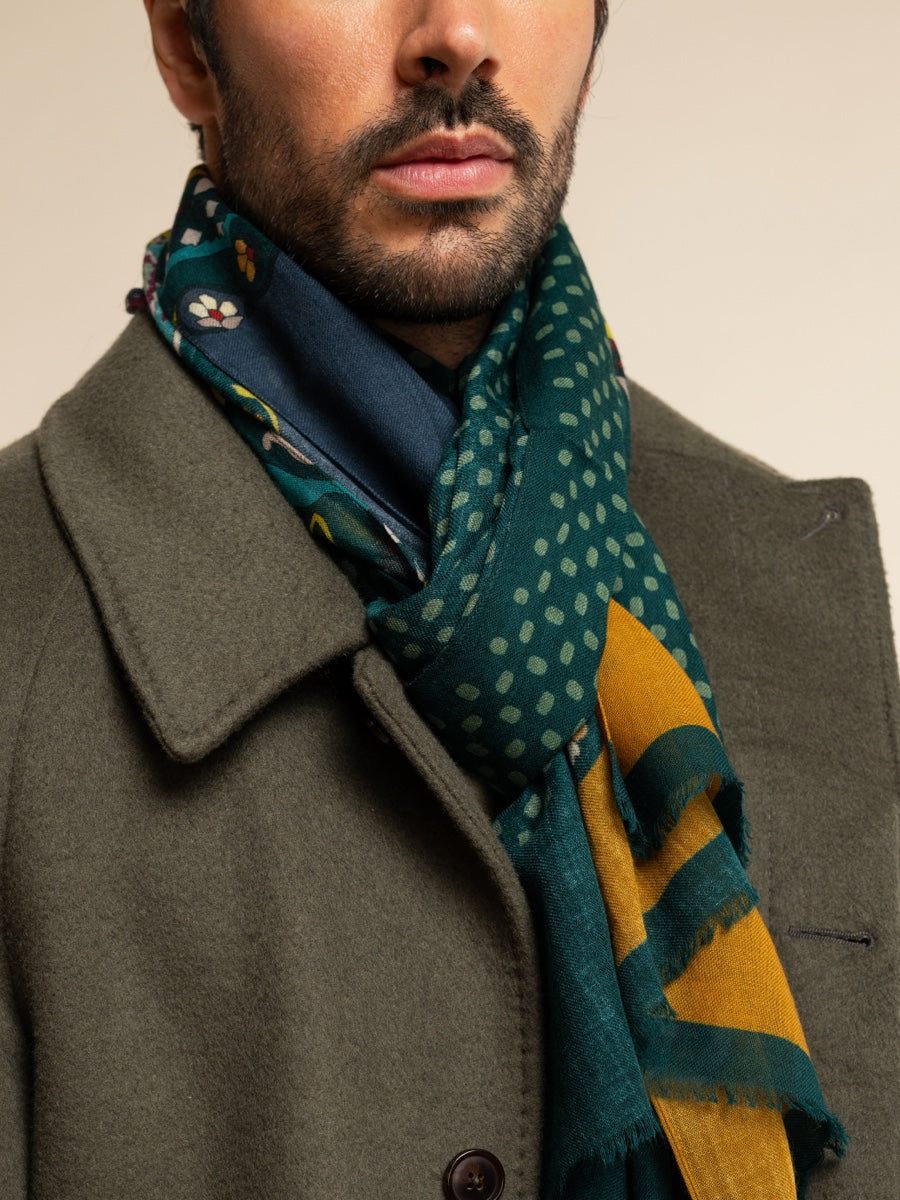 Dark Green Scarf men Edoardo - Leather Gloves Online® - Luxury Leather Gloves - Made in Italy - 10