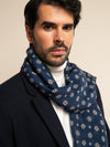 Andrea (blue) - soft and lightweight Italian scarf from 100% wool - Leather Gloves Online - 8