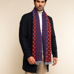 Red Blue Italian Scarf Men Andrea - Leather Gloves Online® - Luxury Leather Gloves - Made in Italy - 2