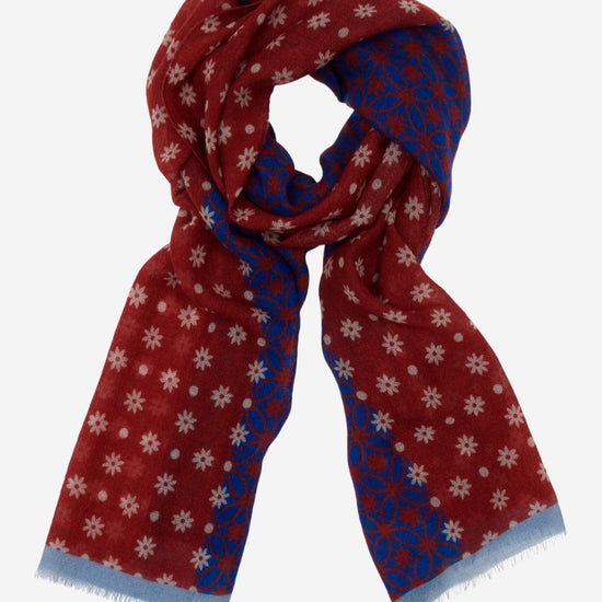 Andrea (red/blue) - soft and lightweight Italian scarf from 100% wool - Leather Gloves Online - 1