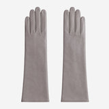 Leonora (grey) - Italian cashmere lined 6-button length leather gloves