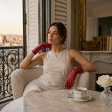 FC04 (deep red) - Women's Italian cashmere lined leather gloves