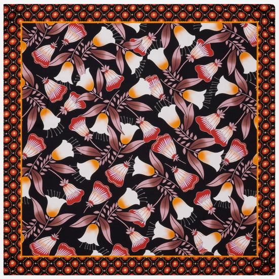 Bruna (black/orange)- soft and lightweight Italian foulard from pure silk - Leather Gloves Online - Luxury Silk Scarf - 2