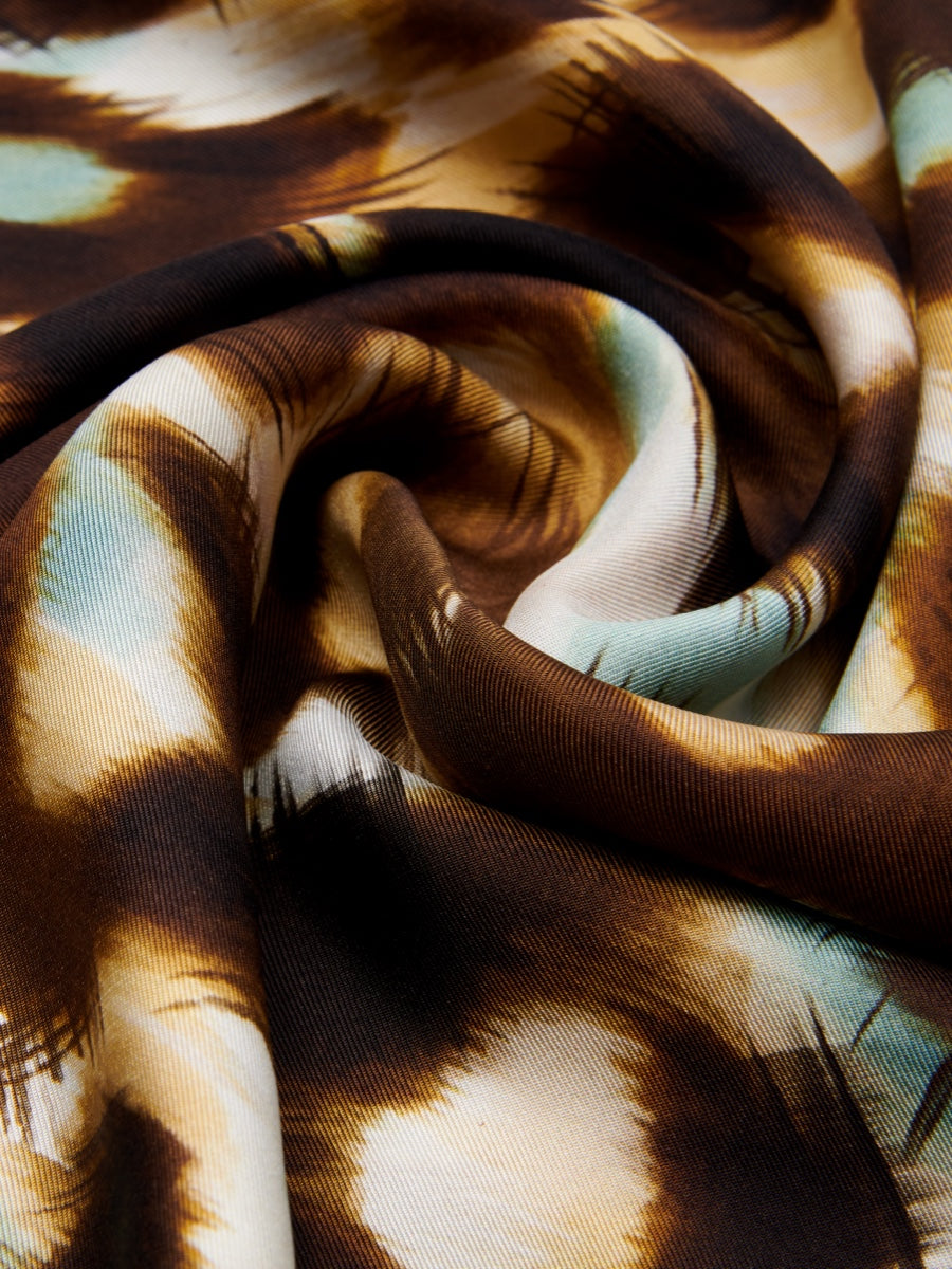 Bruna (blue)- soft and lightweight Italian foulard from pure silk - Leather Gloves Online - Luxury Silk Scarf - 4