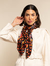 Bruna (black/orange)- soft and lightweight Italian foulard from pure silk - Leather Gloves Online - Luxury Silk Scarf - 6