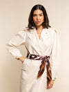 Bruna (brown/orange)- soft and lightweight Italian foulard from pure silk - Leather Gloves Online - Luxury Silk Scarf - 6