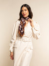 Bruna (brown/orange)- soft and lightweight Italian foulard from pure silk - Leather Gloves Online - Luxury Silk Scarf - 7
